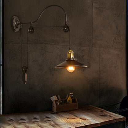 Contemporary Industrial Iron Round 1-Light Wall Sconce Lamp