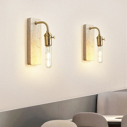 Retro Travertine Brass Round 1-Light Wall Sconce Lamp