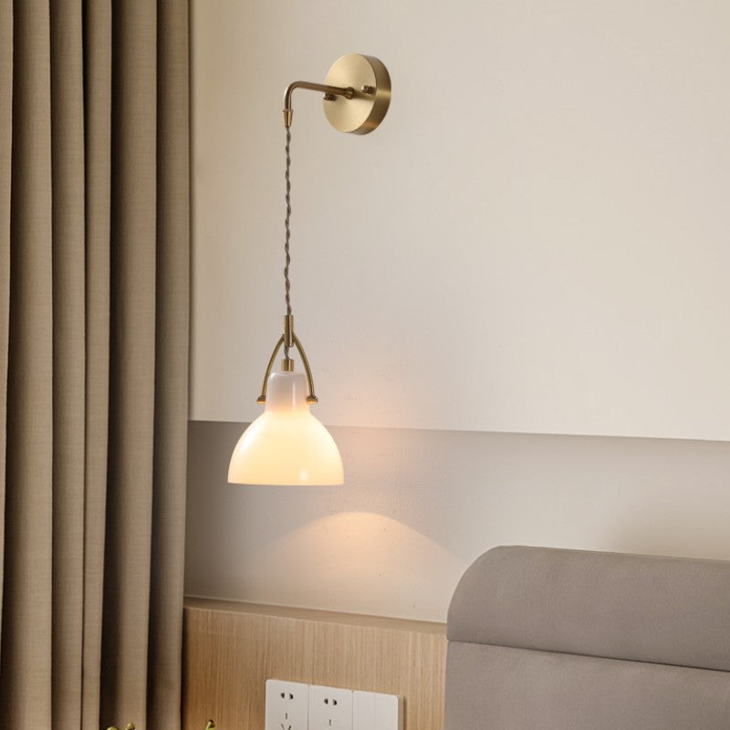 European All Brass Glass 1-Light Wall Sconce Lamp