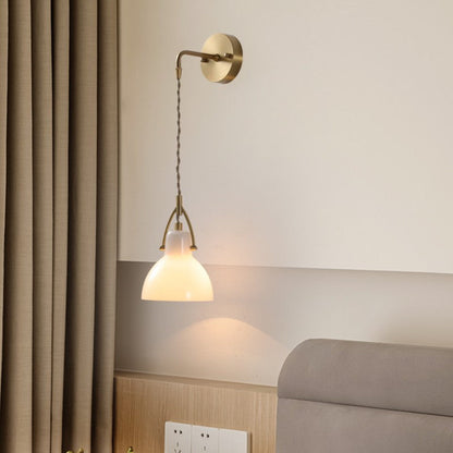 European All Brass Glass 1-Light Wall Sconce Lamp