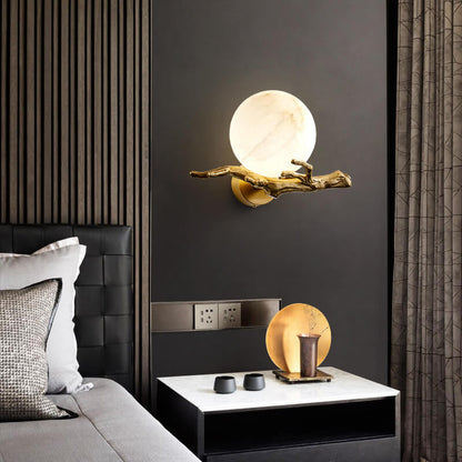 Luxury Brass Lucite Tree Branch 1-Light Wall Sconce Lamp