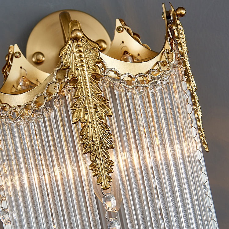 European Iron Glass Polygon Crown 1-Light Wall Sconce Lamp