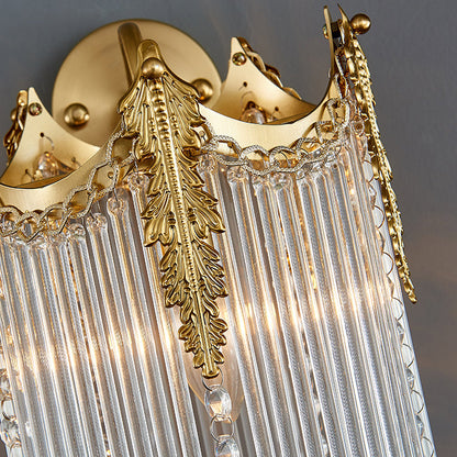 European Iron Glass Polygon Crown 1-Light Wall Sconce Lamp