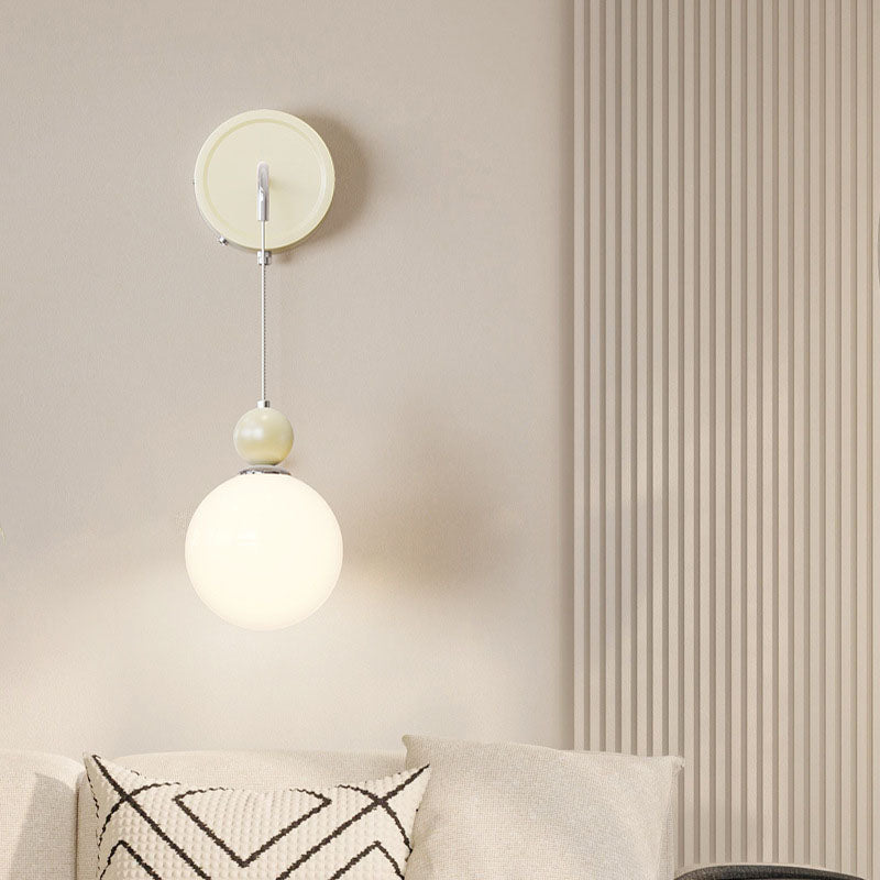 French Round Ball Iron Glass 1-Light Wall Sconce Lamp