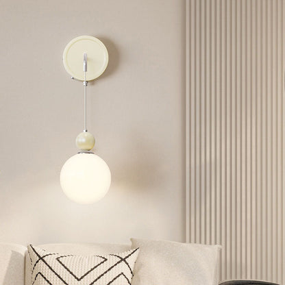 French Round Ball Iron Glass 1-Light Wall Sconce Lamp