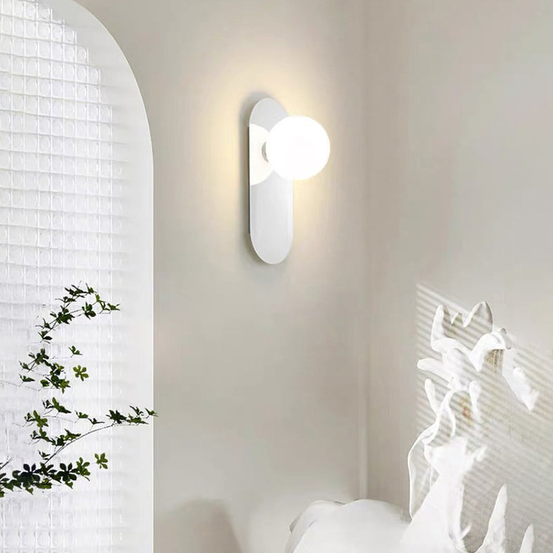 Spherical Disc Base Iron Glass 1-Light Wall Sconce Lamp