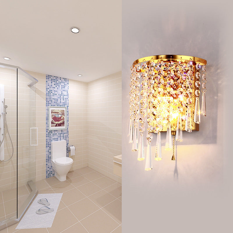 Half Beads Stainless Steel Crystal 1-Light Wall Sconce Lamp