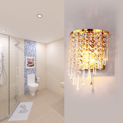 Half Beads Stainless Steel Crystal 1-Light Wall Sconce Lamp