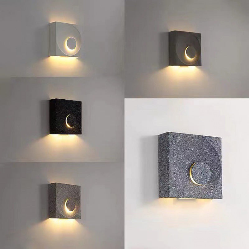 Scandinavian Eclipse Square Cement 1-Light Wall Sconce Lamp