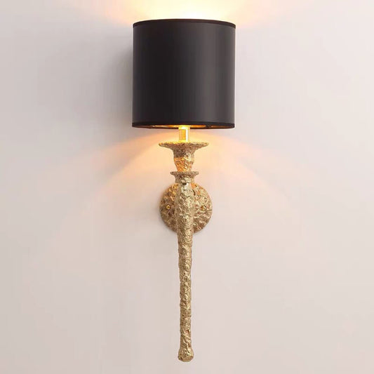 French Brass Long Strip Light Arm 1-Light Wall Sconce Lamp