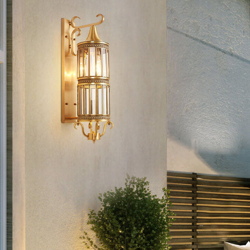 European Light Copper Glass 1/3-Light Wall Sconce Lamp