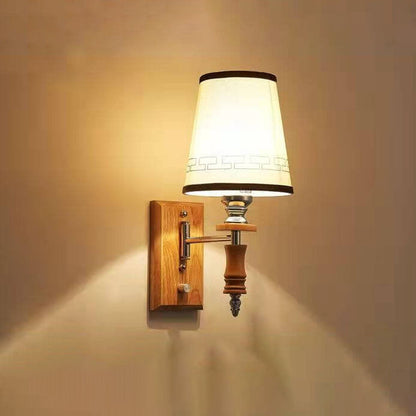 Chinese Fabric Barrel Shade 1-Light Wall Sconce Lamp