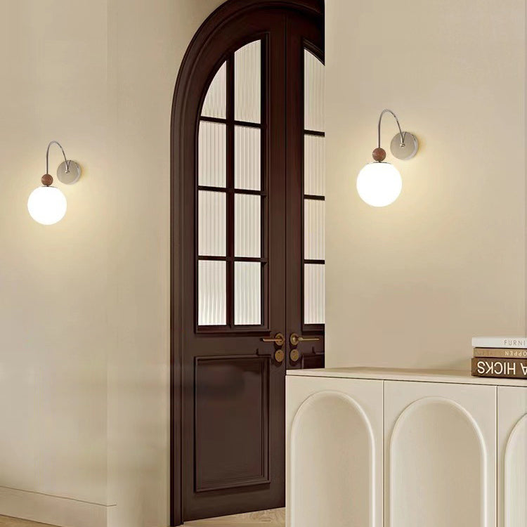 Minimalist Round Ball Iron Glass 1-Light Wall Sconce Lamp