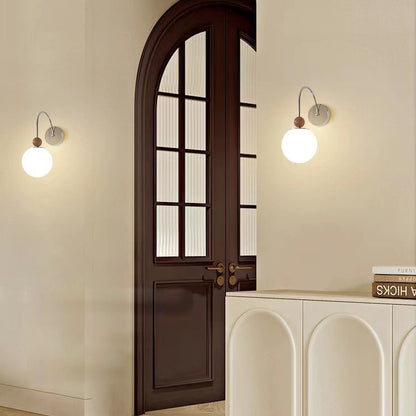 Minimalist Round Ball Iron Glass 1-Light Wall Sconce Lamp