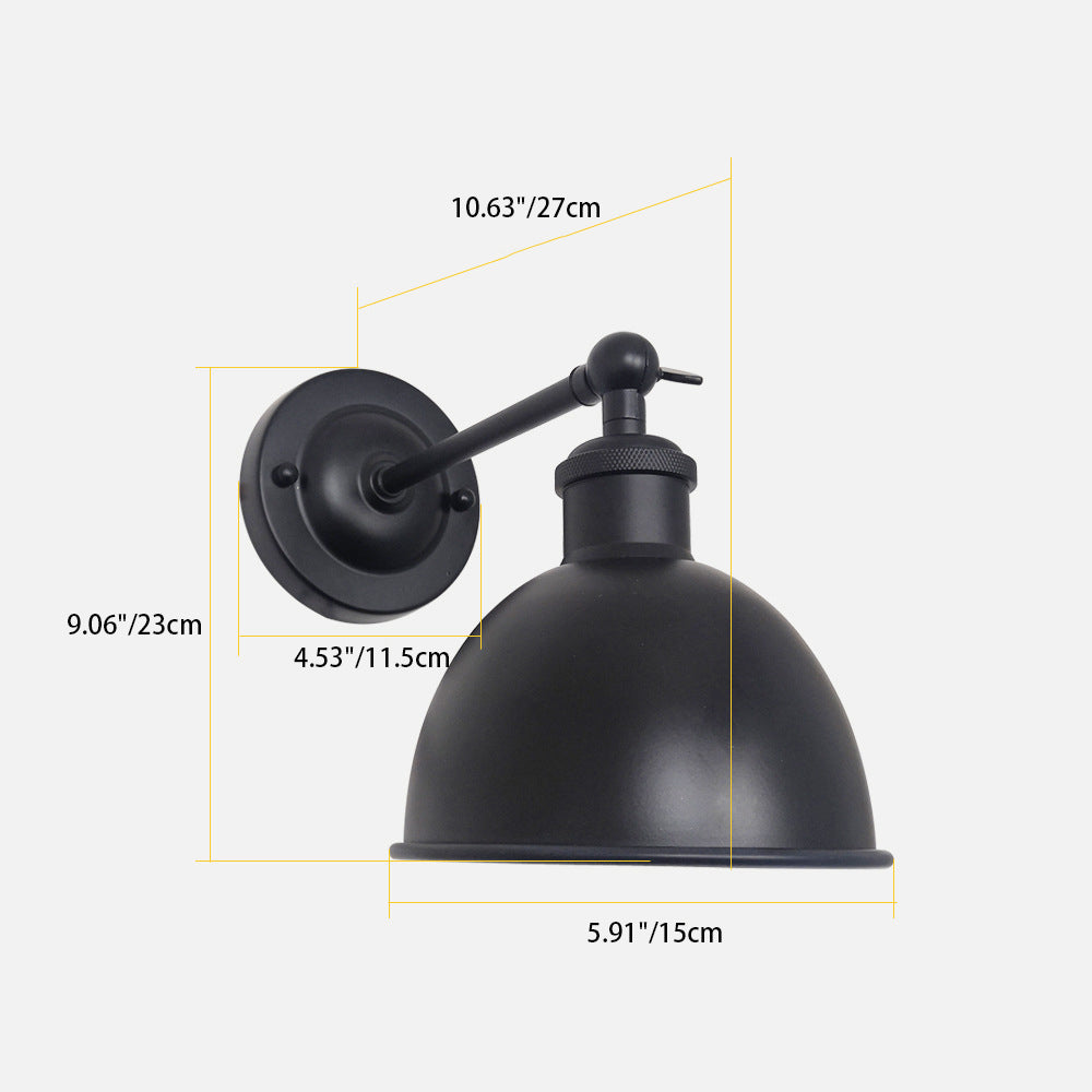 Iron Shade Rocker Arm 1-Light Wall Sconce Lamp