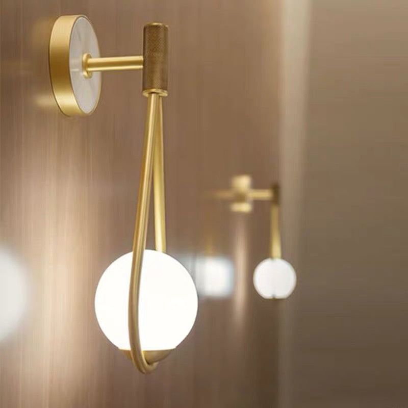Teardrop Round Ball Iron Glass 1-Light Wall Sconce Lamp