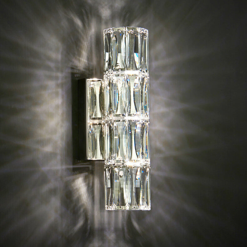 Luxury Silver Crystal Column 3/4/6 Light Wall Sconce Lamp
