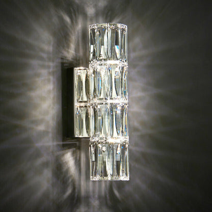 Luxury Silver Crystal Column 3/4/6 Light Wall Sconce Lamp