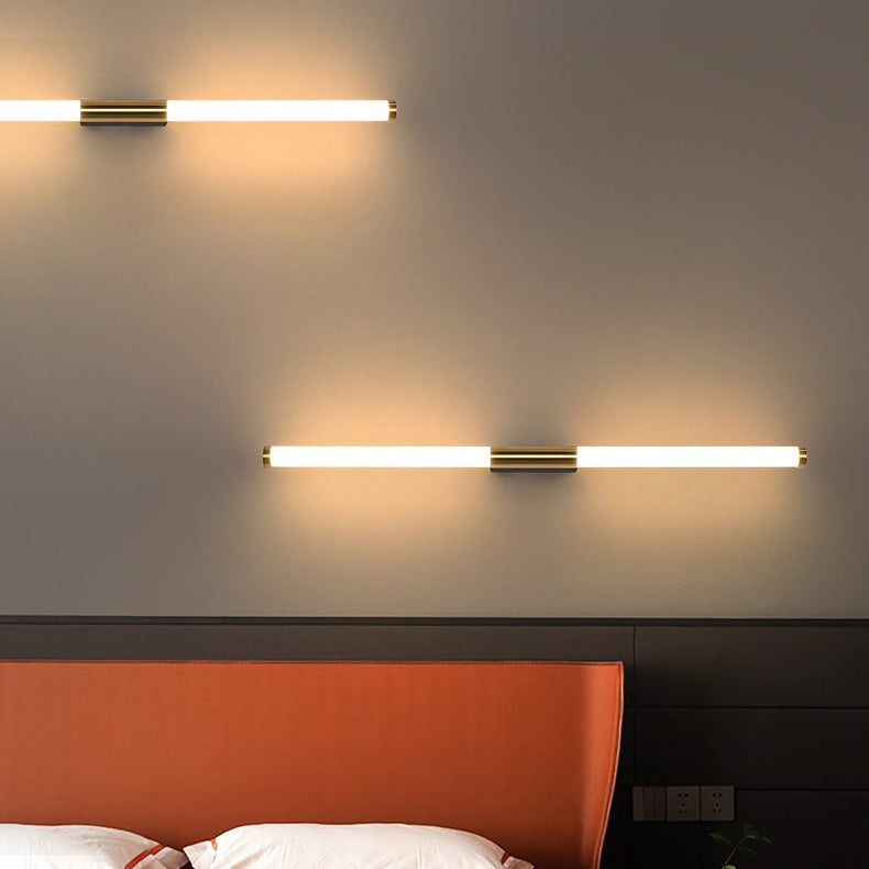 Long Cylinder Rectangle Base Iron PC LED Wall Sconce Lamp