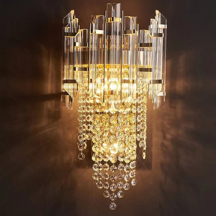 Tassel Crystal Stainless Steel 3-Light Wall Sconce Lamp