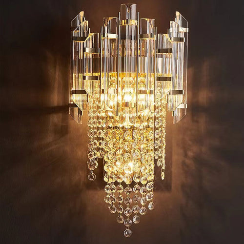 Tassel Crystal Stainless Steel 3-Light Wall Sconce Lamp