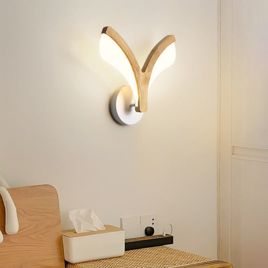 Japanese Curved Wood Acrylic LED Wall Sconce Lamp