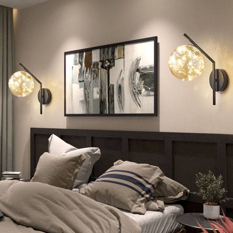 European Full Star Iron Glass Ball LED Wall Sconce Lamp