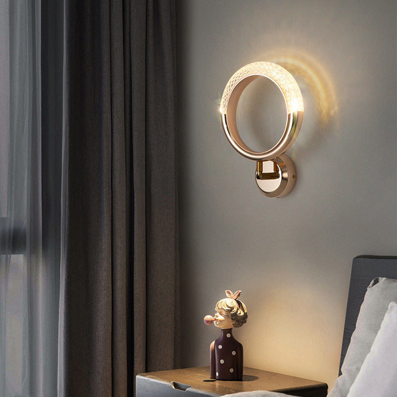 Rose Iron Circle Ring Acrylic Shade LED Wall Sconce Lamp