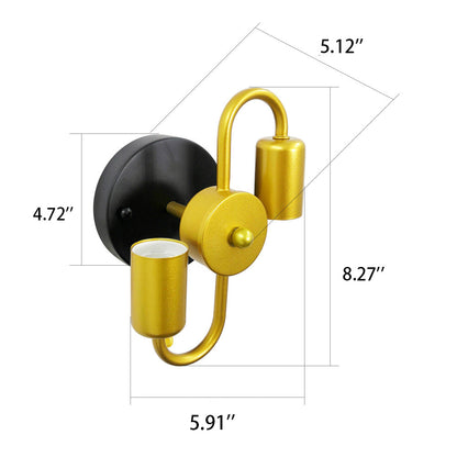 Industrial Iron Symmetrical 2-Light Wall Sconce Lamp