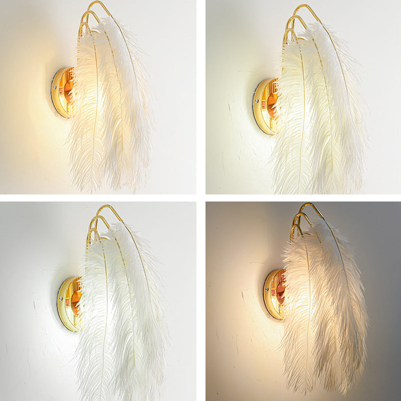 Creative Ostrich Feather Design 1-Light Wall Sconce Lamp