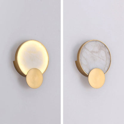 Contemporary Nordic Metal Marble Round LED Wall Sconce Lamp