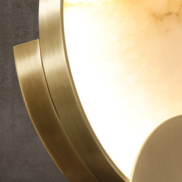 Contemporary Nordic Metal Marble Round LED Wall Sconce Lamp