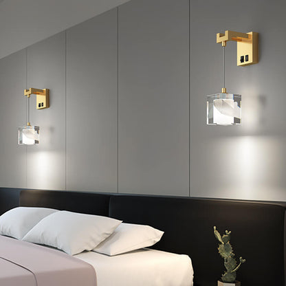Luxury Cube H65 Brass Acrylic 1-Light Wall Sconce Lamp