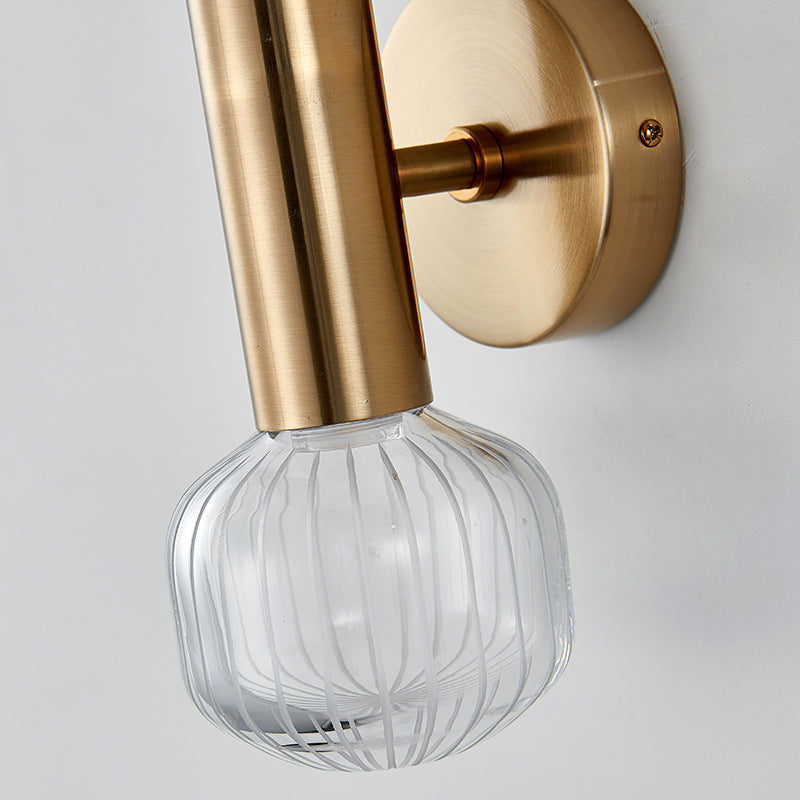Minimalist Cylinder Striped Glass Iron LED Wall Sconce Lamp