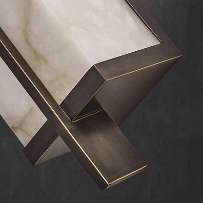 Luxury Full Copper Marble Rectangle LED Wall Sconce Lamp