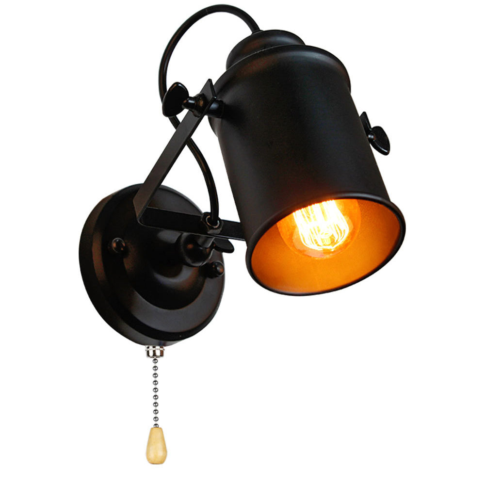 Cylindrical Iron 1-Light Spotlight Wall Sconce Lamp