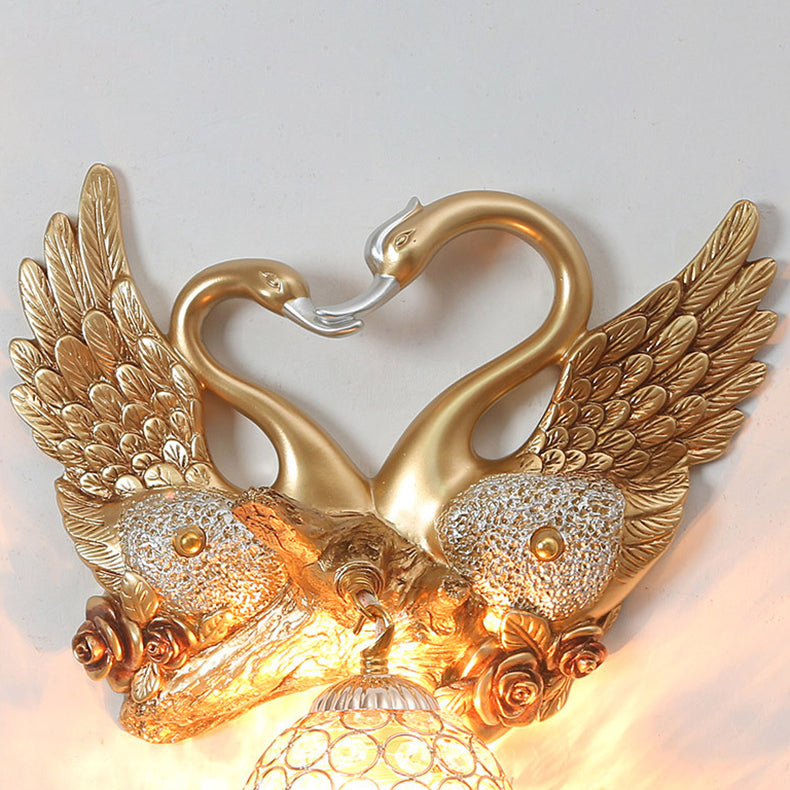 European Swan Orb Resin Iron 1-Light Wall Sconce Lamp