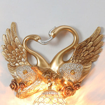 European Swan Orb Resin Iron 1-Light Wall Sconce Lamp