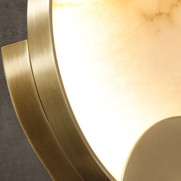 Modern Minimalist Round Iron Marble LED Wall Sconce Lamp