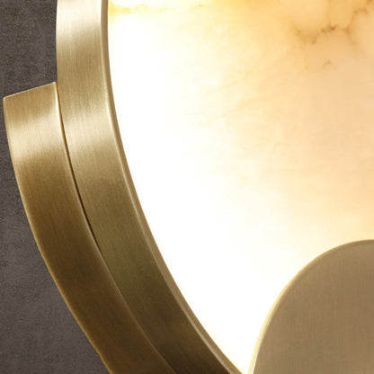 Modern Minimalist Round Iron Marble LED Wall Sconce Lamp
