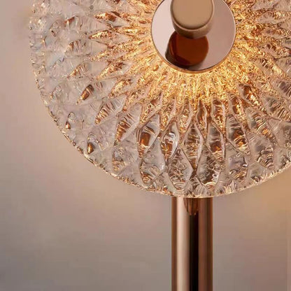 French Water Pattern Glass Round LED Wall Sconce Lamp
