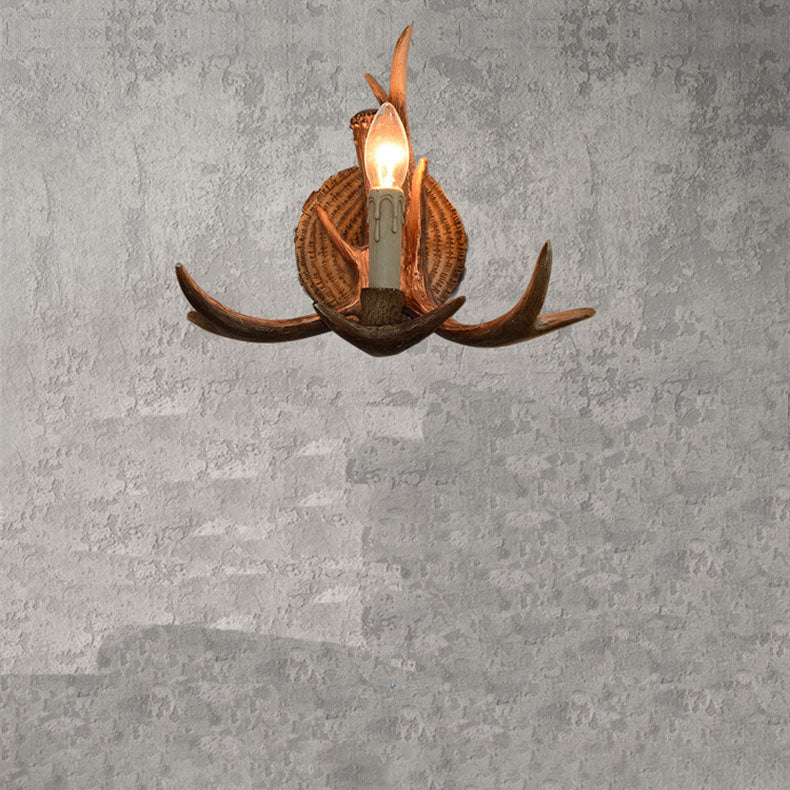 Traditional European Antler Resin 1-Light Wall Sconce Lamp