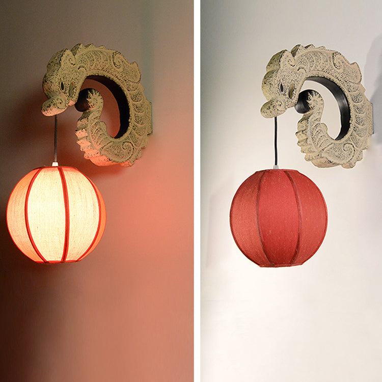 Chinese Flying Dragon Design 1-Light Wall Sconce Lamp