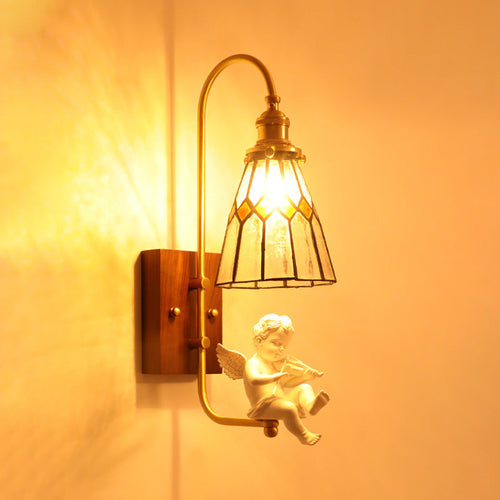 Traditional Resin Bird Angel 1-Light Wall Sconce Lamp