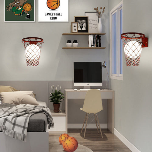 Deco Iron Glass Basketball Hoop 1-Light Wall Sconce Lamp