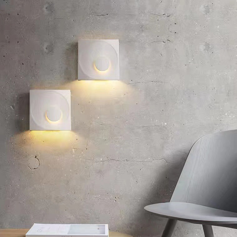 Scandinavian Eclipse Square Cement 1-Light Wall Sconce Lamp