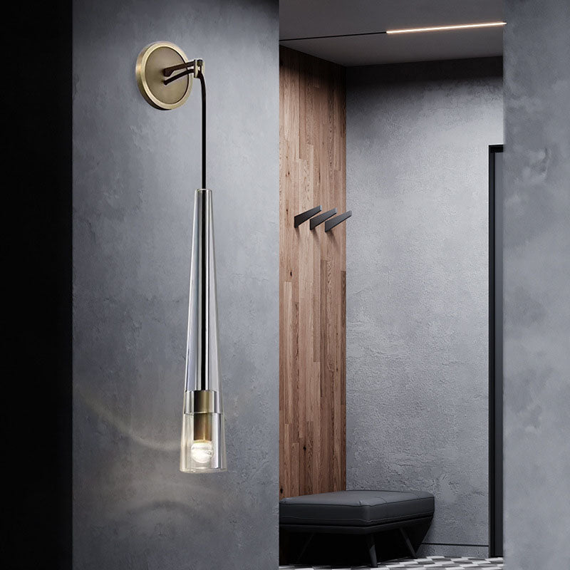Cylinder Full Copper Crystal 1-Light Wall Sconce Lamp