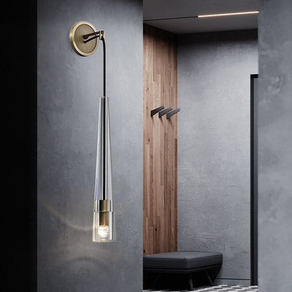 Cylinder Full Copper Crystal 1-Light Wall Sconce Lamp