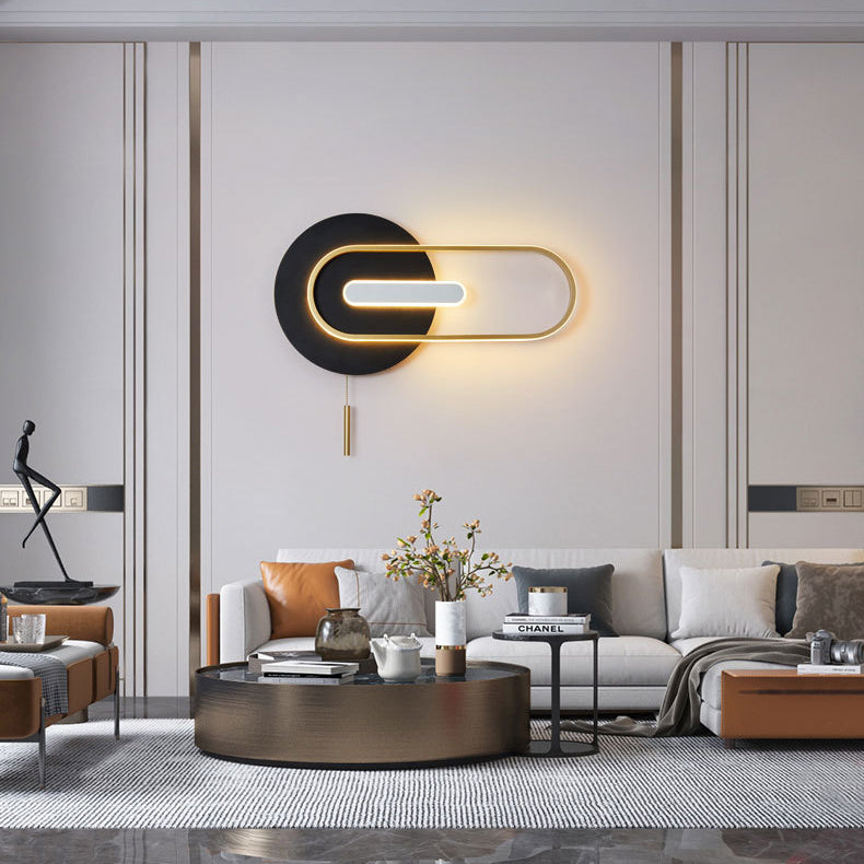 Nordic Iron Acrylic Round Elliptical LED Wall Sconce Lamp
