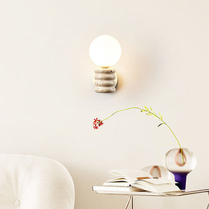 Cream Style Creative Glass Sphere 1-Light Wall Sconce Lamp